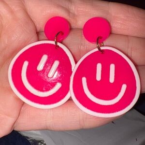 Pink Smiley Face Earrings